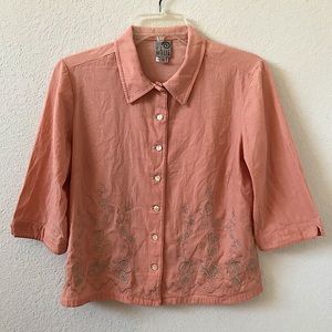 Vintage FL Malik Cotton Embroidered Top Size Small